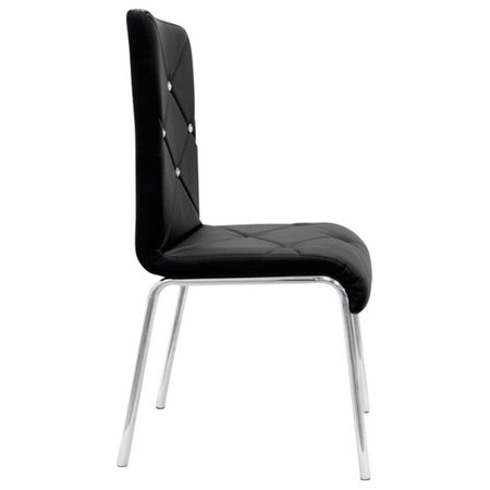 KD GABINETES Flux Faux Leather & Chrome Modern Side Chairs, Black - Set of 4 KD2207944